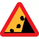 Falling rocks from the right hand side traffic sign vector illustration