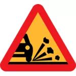 Loose chippings on road ahead traffic vector graphics