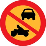 Inga motorcyklar eller bilar trafikerar tecken vektorgrafik