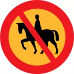Ingen ridit eller åtföljas hästar road tecken vektorbild