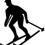 Siluet vektor ilustrasi ikon pemain Ski