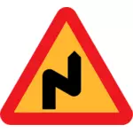 First right double bend traffic sign vector illustration