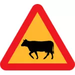Krowy na szlaku drogi znak ilustracji wektorowych