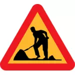 İşçi ileriye yol trafik işaret vektör küçük resim