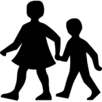 Vector drawing of children crossing sign silhouette for roadsign