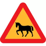 Horse on road vector traffic sign