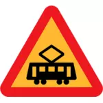 Straßenbahn Kreuzung voraus Vektor von Verkehrszeichen