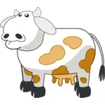 Vector drawing of gray cartoon cow with brown spots