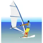 Zee scène met windsurfer vectorillustratie