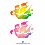 Silhouette colorée de bateau de voile