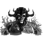 Vector image of burning evil skeleton