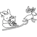 Santa bunny kleurplaten pagina vectorillustratie