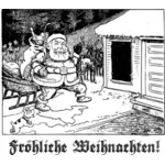 Joulupukki saapumassa saksalaiseen talon vektoripiirrokseen