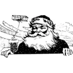 Santa komt door vliegtuig vector tekening