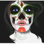 Vector drawing of woman with face painted mask