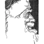 Santa Claus profil garis vektor Menggambar