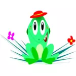 Grafiki zielona żaba kreskówka uśmiechający się