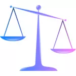 Vecteur, dessin de bleu et de pourpre balance de la justice