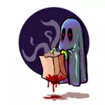 Scary ghost holding bag vector image