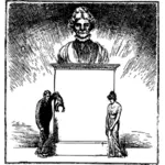 رجل وامرأة تحت تمثال الأم مقطع مقطع الفن