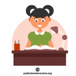 Schoolgirl reading a textbook