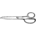 Vector drawing of black and white thin scissors