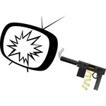 Arma e TV quebrada