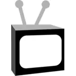 Vektor gambar hitam dan putih vintage TV set