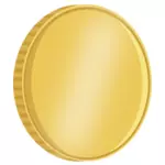 Desenho de quarto brilhante vetorial virou moeda de ouro com reflexão