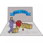 Black Friday shoppers vector illustration