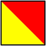 Gelbe und rote Marine Fahne