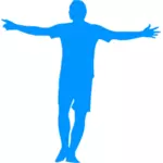 Fotboll spelare blå siluett bild