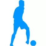 لاعب كرة القدم الأزرق صورة ظلية قصاصة فنية