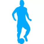 Voetbal speler blauwe silhouet