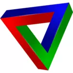 Illustratie van een onmogelijke driehoek in kleur
