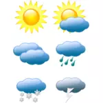 Vektorgrafik med val av färg väderprognos ikoner