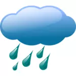 Vektorikuva sääennusteen värisymbolista sateisella taivaalla