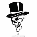 Human skull with a hat