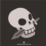 Skull with a knife in the mouth