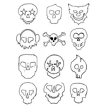 Selection of skeleton heads clip art