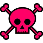 粉红色骷髅死亡标志矢量绘图
