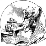 Laki-laki tidur dikelilingi oleh Surat Kabar vektor ilustrasi