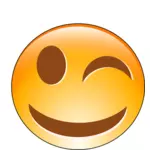 Vector illustration of winking smiling orange emoticon
