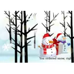 Christmas card with snowman vector illustration