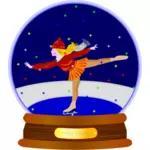 Vector image of ice skate girlsnow globe ornament
