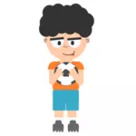 Image vectorielle d'un gars avec un foot bal
