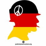 صورة ظلية جندية مع العلم الألماني