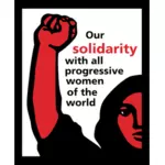 Solidarity with all progressive women of the world poster vector clip art