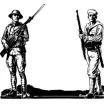 士兵和水手矢量插图