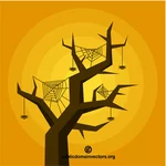 Träd med spindel nät